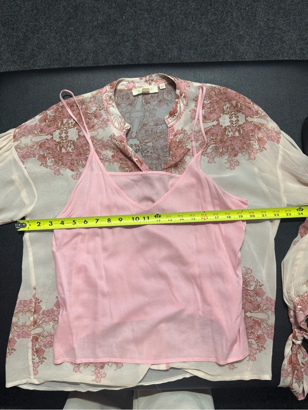 Anthropologie Forever That Girl Silk floral blouse with bow sleeves and camisole - Picture 12 of 13